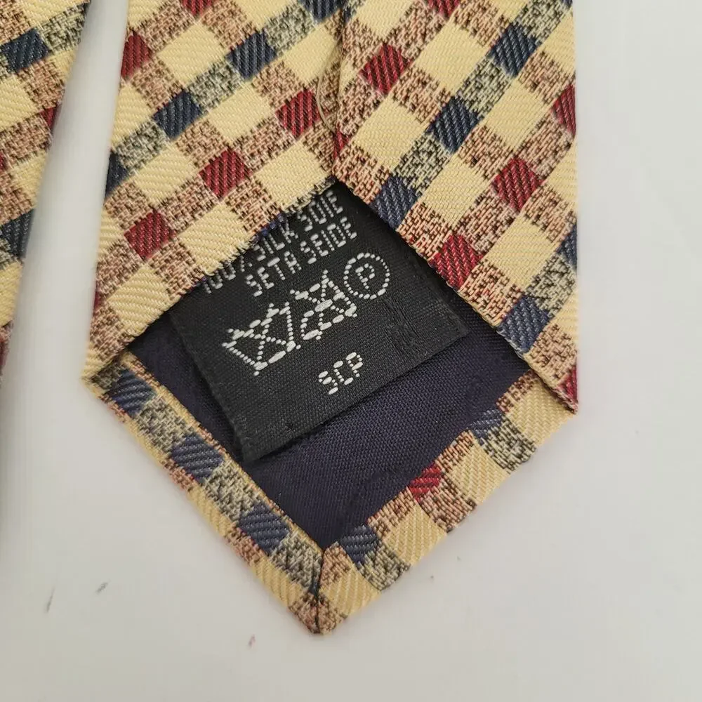 Dunhill Men's Neck Tie Made In England Designer Silk Multicolor Plaid Check Logo